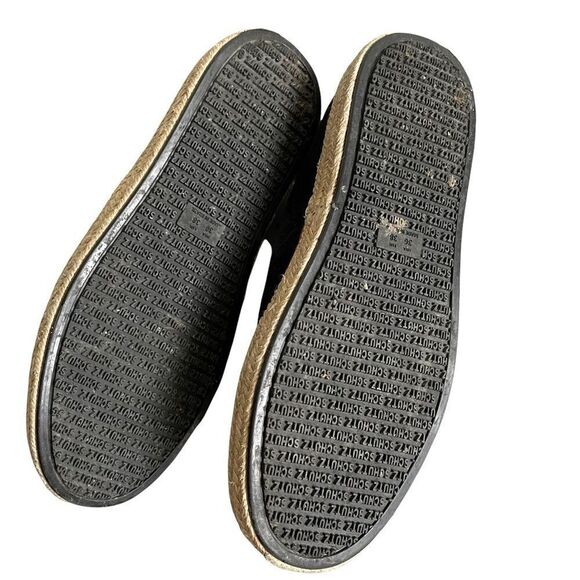 SCHUTZ Suede Slip On Suede Flat Espadrilles Black Tan 38 - Picture 10 of 12